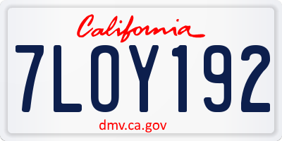 CA license plate 7LOY192