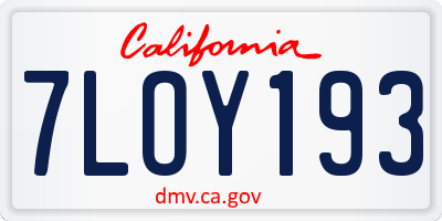 CA license plate 7LOY193