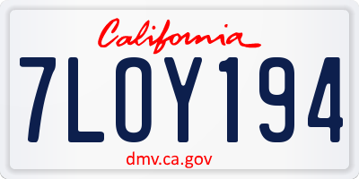 CA license plate 7LOY194