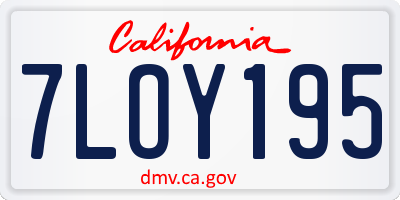 CA license plate 7LOY195