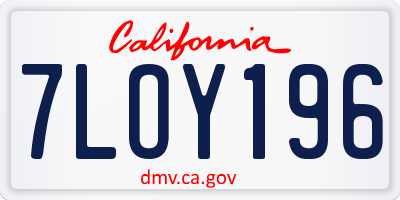 CA license plate 7LOY196