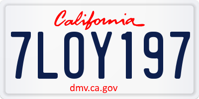 CA license plate 7LOY197