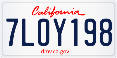 CA license plate 7LOY198