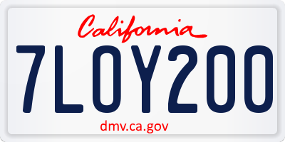CA license plate 7LOY200