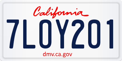 CA license plate 7LOY201