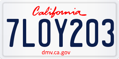 CA license plate 7LOY203