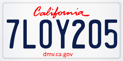 CA license plate 7LOY205