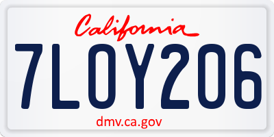 CA license plate 7LOY206