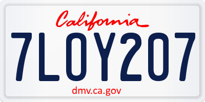 CA license plate 7LOY207