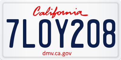 CA license plate 7LOY208