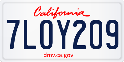 CA license plate 7LOY209
