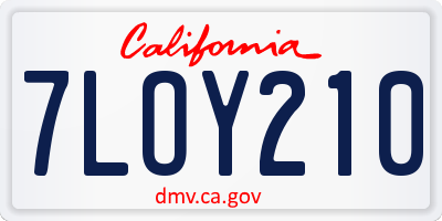 CA license plate 7LOY210