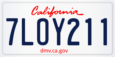 CA license plate 7LOY211