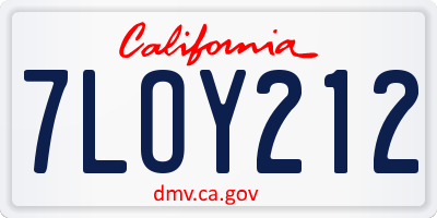 CA license plate 7LOY212