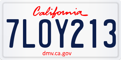 CA license plate 7LOY213