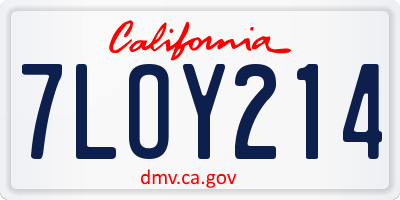 CA license plate 7LOY214