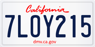 CA license plate 7LOY215