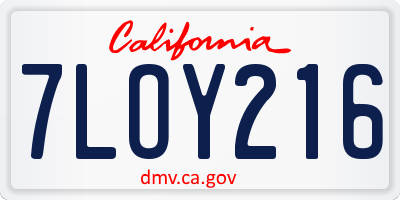 CA license plate 7LOY216