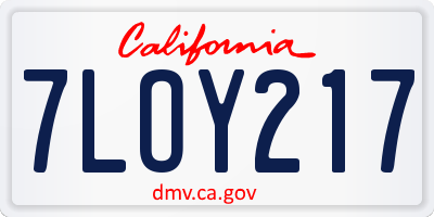 CA license plate 7LOY217