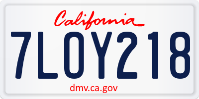 CA license plate 7LOY218