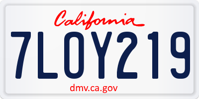 CA license plate 7LOY219
