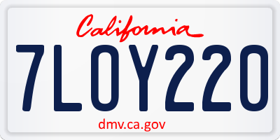 CA license plate 7LOY220