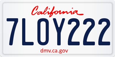 CA license plate 7LOY222