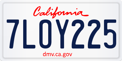 CA license plate 7LOY225