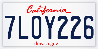 CA license plate 7LOY226