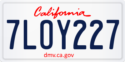 CA license plate 7LOY227