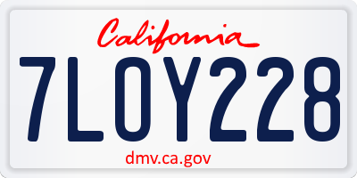 CA license plate 7LOY228