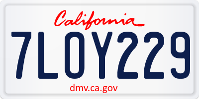 CA license plate 7LOY229