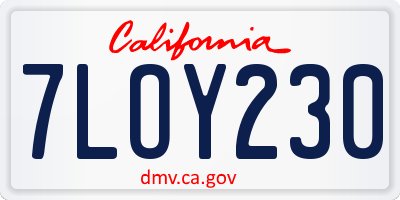 CA license plate 7LOY230