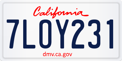 CA license plate 7LOY231