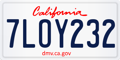 CA license plate 7LOY232