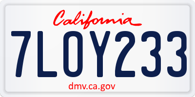 CA license plate 7LOY233