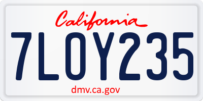 CA license plate 7LOY235