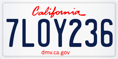CA license plate 7LOY236