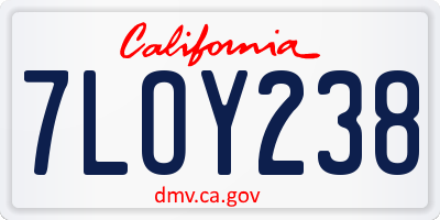 CA license plate 7LOY238