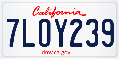 CA license plate 7LOY239