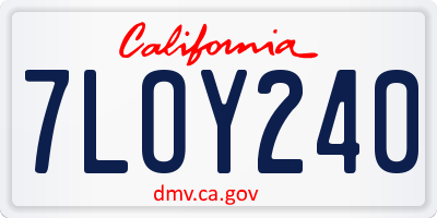 CA license plate 7LOY240