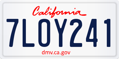 CA license plate 7LOY241