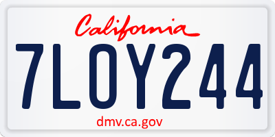 CA license plate 7LOY244