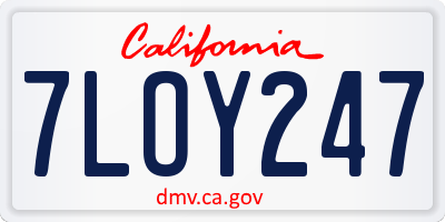 CA license plate 7LOY247