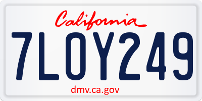 CA license plate 7LOY249
