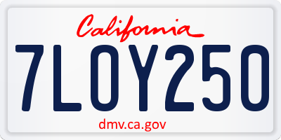 CA license plate 7LOY250