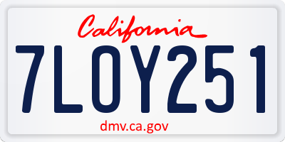 CA license plate 7LOY251
