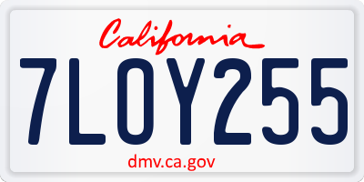 CA license plate 7LOY255