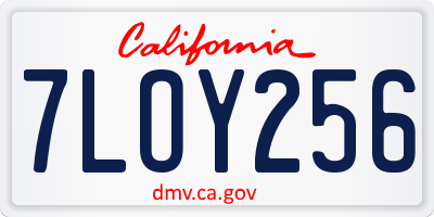 CA license plate 7LOY256