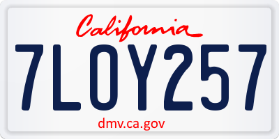 CA license plate 7LOY257